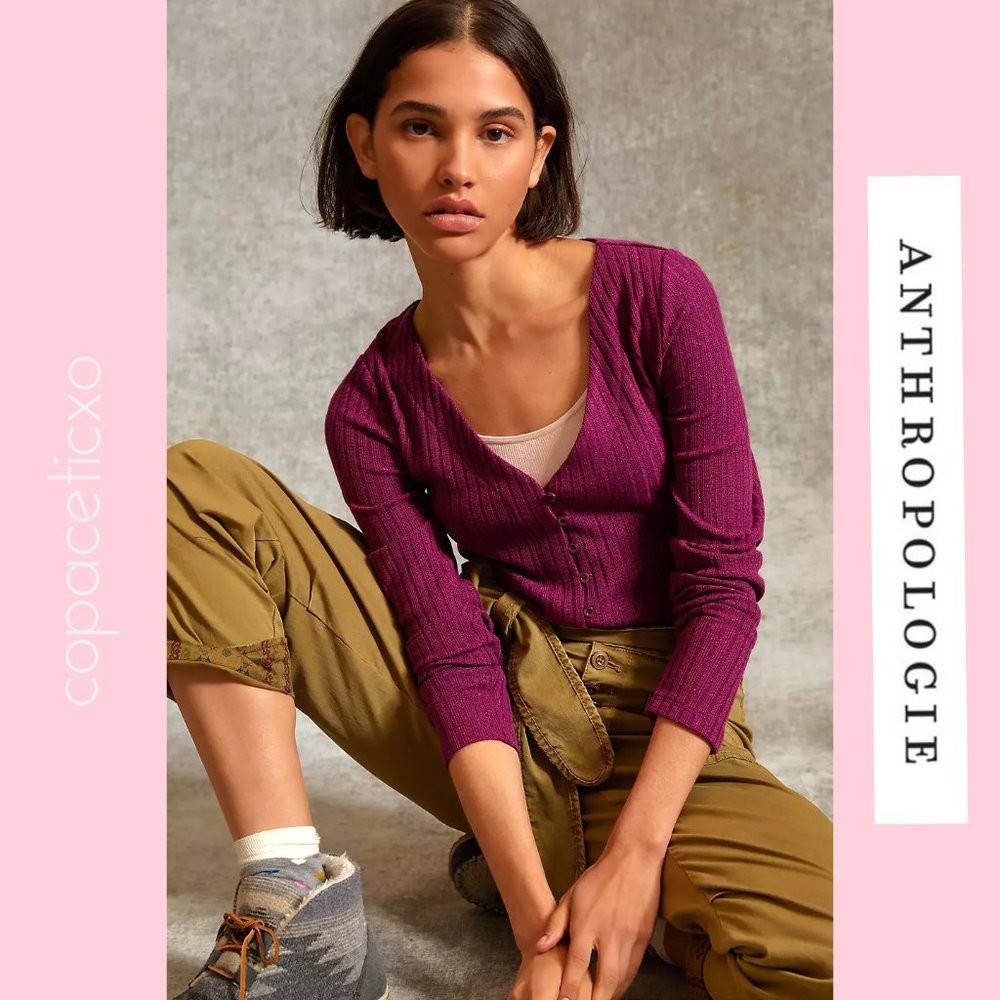 NWT Anthropologie Meryl Shimmer Button-Front Top